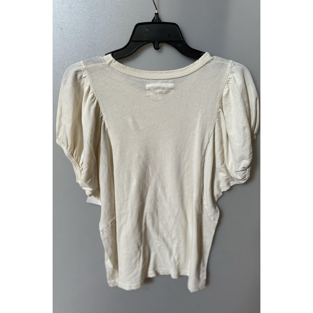 The Great Womens Size 0 Xsmall Puff Sleeve Distressed Ivory Shirt Minimalist - Picture 2 of 3